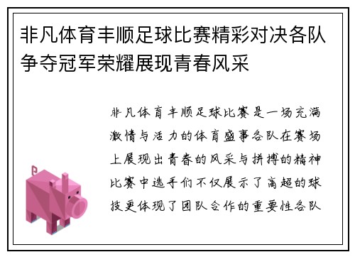 非凡体育丰顺足球比赛精彩对决各队争夺冠军荣耀展现青春风采